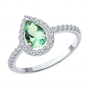 Серебряное кольцо SOKOLOV с фианитом и ситаллом 92014337-91 фото