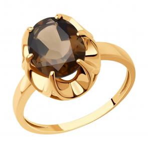 Кольцо из золочёного серебра SOKOLOV с раухтопазом 92014343 фото