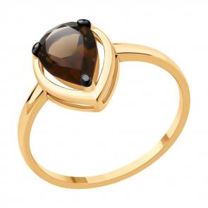 Кольцо из золочёного серебра SOKOLOV с раухтопазом 92014353 фото
