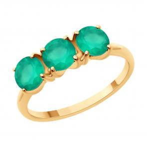 Кольцо из золочёного серебра SOKOLOV с агатом 92014359 фото