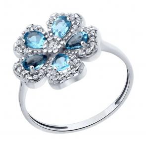 Серебряное кольцо SOKOLOV с топазом и фианитом 92014375 фото