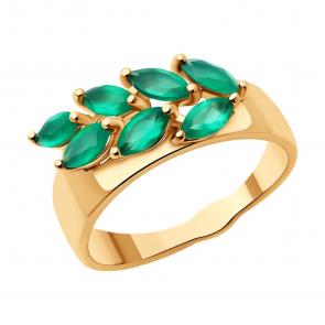 Кольцо из золочёного серебра SOKOLOV с агатом 92014389 фото