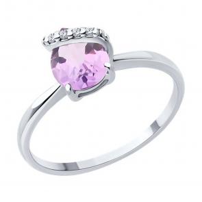 Серебряное кольцо SOKOLOV с фианитом и аметистом 92014430 фото