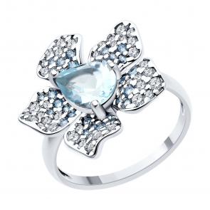 Серебряное кольцо SOKOLOV с топазом и фианитом 92014434 фото