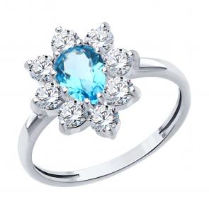 Серебряное кольцо SOKOLOV с топазом и фианитом 92014439 фото