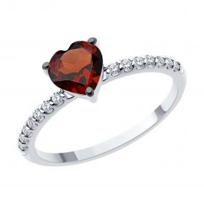 Серебряное кольцо SOKOLOV с фианитом и гранатом 92014445-91 фото