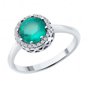 Серебряное кольцо SOKOLOV с фианитом и ситаллом 92014483-91 фото