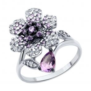 Серебряное кольцо SOKOLOV с фианитом 92014488 фото