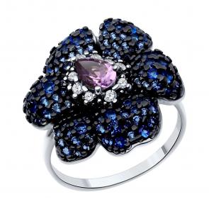 Серебряное кольцо SOKOLOV с фианитом и аметистом 92014519 фото
