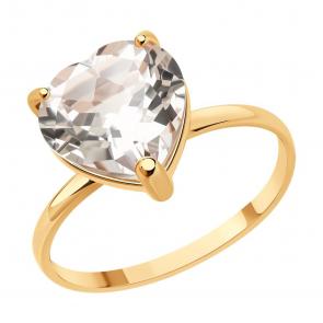 Кольцо из золочёного серебра SOKOLOV с горным хрусталём 92014528 фото