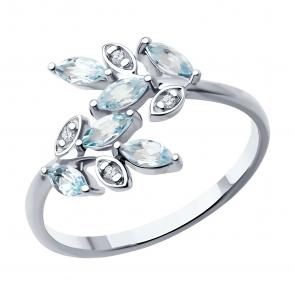 Серебряное кольцо SOKOLOV с топазом и фианитом 92014533-91 фото