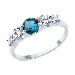 Серебряное кольцо SOKOLOV с фианитом и Лондон топазом 92014538 фото