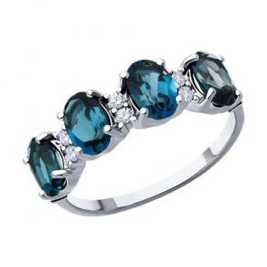 Серебряное кольцо SOKOLOV с фианитом и Лондон топазом 92014547 фото