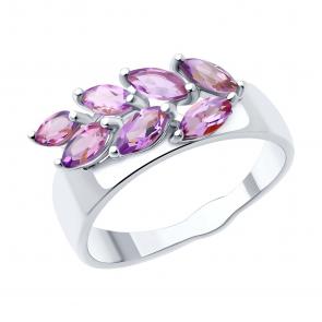 Серебряное кольцо SOKOLOV с аметистом 92014588 фото