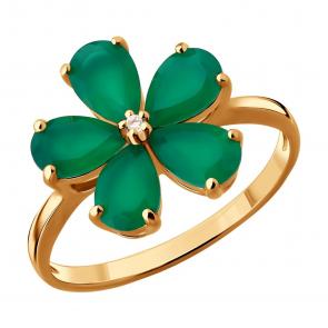 Кольцо из золочёного серебра SOKOLOV с агатом 92014602 фото