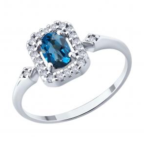 Серебряное кольцо SOKOLOV с фианитом и Лондон топазом 92014633 фото