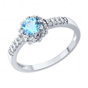 Серебряное кольцо SOKOLOV с топазом и фианитом 92014648 фото