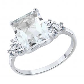 Серебряное кольцо SOKOLOV с фианитом и горным хрусталём 92014653 фото