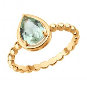 Кольцо из золочёного серебра SOKOLOV с празиолитом 92014694 фото