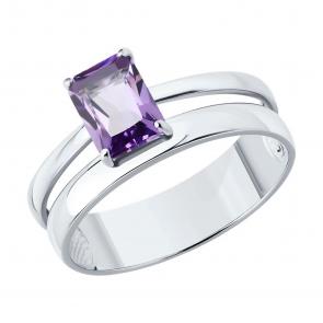 Серебряное кольцо SOKOLOV с аметистом 92014720 фото