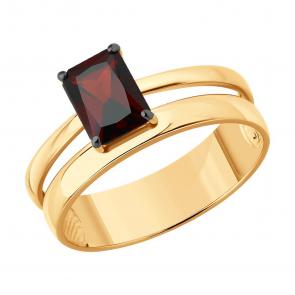 Кольцо из золочёного серебра SOKOLOV с гранатом 92014722 фото