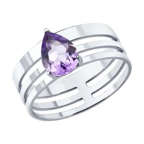 Серебряное кольцо SOKOLOV с аметистом 92014724 фото