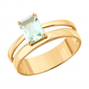 Кольцо из золочёного серебра SOKOLOV с празиолитом 92014727 фото