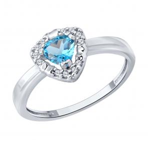 Серебряное кольцо SOKOLOV с топазом и фианитом 92014746 фото