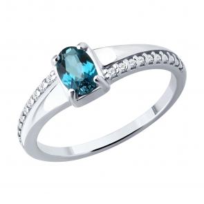 Серебряное кольцо SOKOLOV с фианитом и Лондон топазом 92014830 фото
