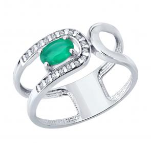 Серебряное кольцо SOKOLOV с фианитом и агатом 92014837 фото