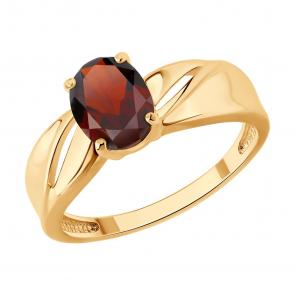 Кольцо из золочёного серебра SOKOLOV с гранатом 92014849 фото