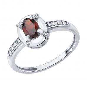 Серебряное кольцо SOKOLOV с фианитом и гранатом 92014856 фото
