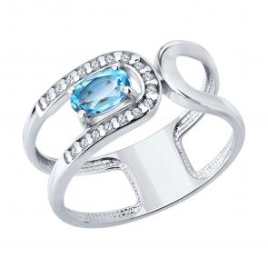 Серебряное кольцо SOKOLOV с топазом и фианитом 92014865 фото