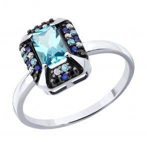 Серебряное кольцо SOKOLOV с топазом и фианитом 92014869 фото
