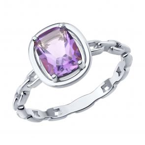 Серебряное кольцо SOKOLOV с аметистом 92014879 фото