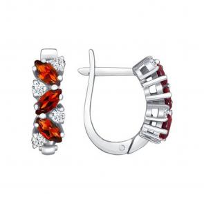 Серебряные серьги SOKOLOV с фианитом и гранатом 92020011 фото