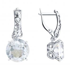 Серебряные серьги SOKOLOV с фианитом и горным хрусталём 92020645 фото