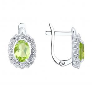 Серебряные серьги SOKOLOV с фианитом и хризолитом 92021114-91 фото