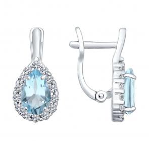 Серебряные серьги SOKOLOV с топазом и фианитом 92021126-91 фото