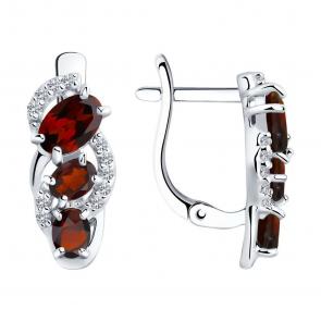 Серебряные серьги SOKOLOV с фианитом и гранатом 92021140-91 фото
