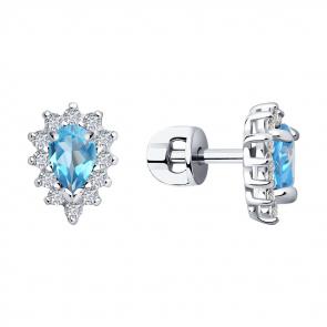 Серебряные серьги SOKOLOV с топазом и фианитом 92021147 фото