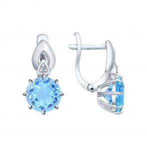 Серебряные серьги SOKOLOV с топазом и фианитом 92021218 фото