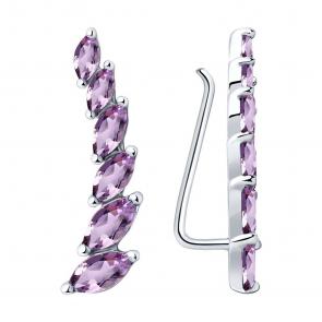 Серебряные серьги SOKOLOV с аметистом 92021350 фото