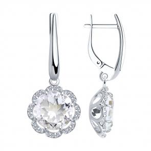 Серебряные серьги SOKOLOV с фианитом и горным хрусталём 92021353 фото