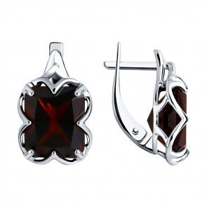 Серебряные серьги SOKOLOV с ситаллом цвета Гранат 92021364 фото