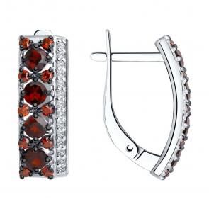Серебряные серьги SOKOLOV с фианитом и гранатом 92021447-91 фото