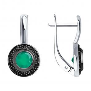 Серебряные серьги SOKOLOV с фианитом и агатом 92021545-91 фото