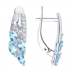 Серебряные серьги SOKOLOV с топазом и фианитом 92021756 фото