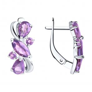 Серебряные серьги SOKOLOV с аметистом 92021803 фото