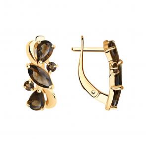 Серьги из золочёного серебра SOKOLOV с раухтопазом 92021805-91 фото